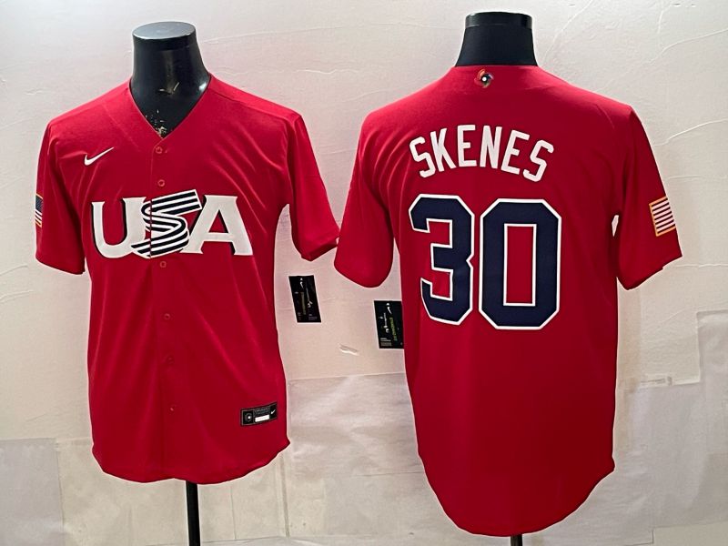 Men 2026 World Cub USA #30 Skenes Red Nike MLB Jersey style 001->more jerseys->MLB Jersey